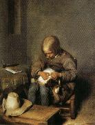 Gerard Ter Borch Boy Catching Fleas on His Dog oil painting
